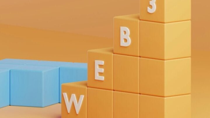 a 3d rendering of a building made of blocks